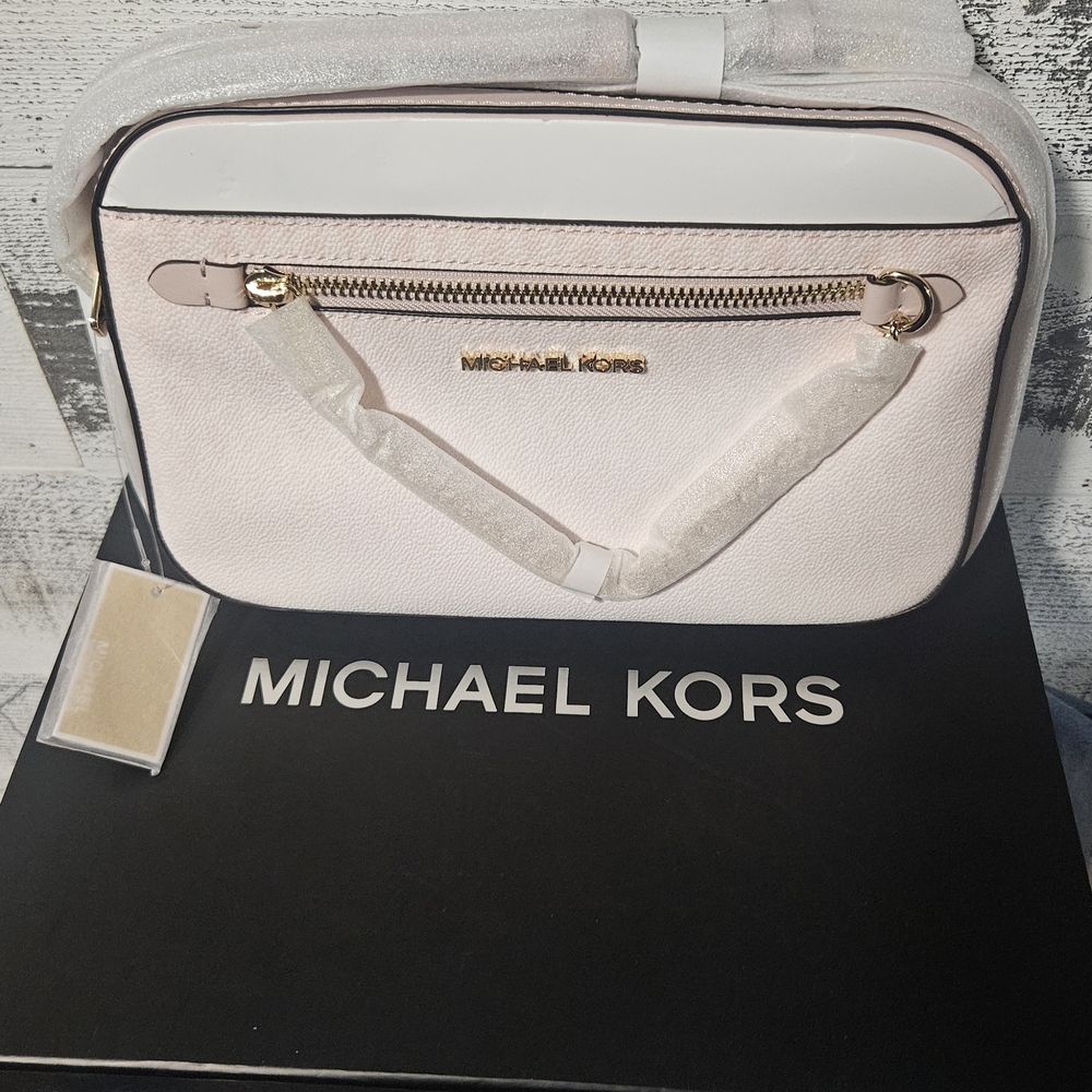 Michael Kors Light Pink and White Crossbody Bag